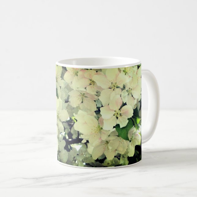 Taza De Café Flores de primavera blanca (Anverso derecho)