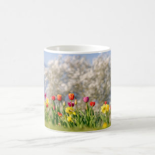 Taza De Café Flores de primavera coloridas con tulipanes y daff