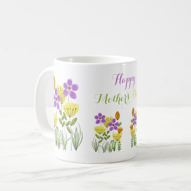 Taza De Café Flores de primavera cutáneas feliz día de la madre (Anverso izquierdo)