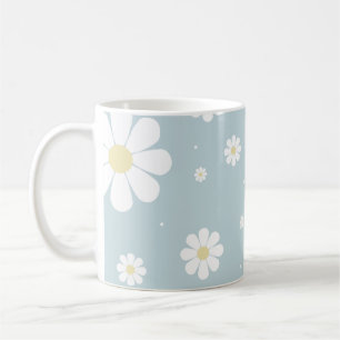Taza De Café Flores de primavera de margarita azul floral