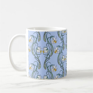 Taza De Café Flores de primavera. Flores de Daffodil entrelazad