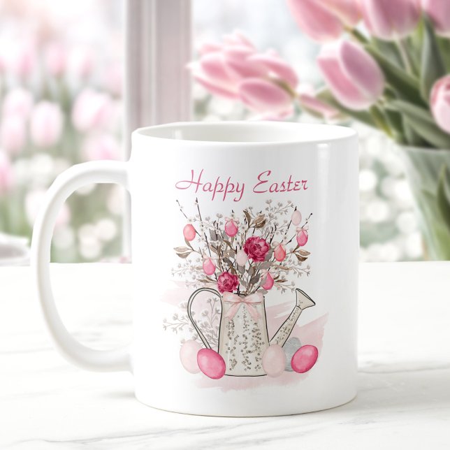 Taza De Café Flores de primavera Huevos de Pascua Personalizado (Watercolor Spring flowers Easter eggs Personalized Coffee Mug)