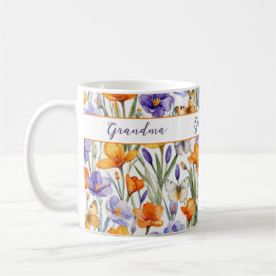 Taza De Café Flores de Primavera Mariposas Patrón Bonito Abuela