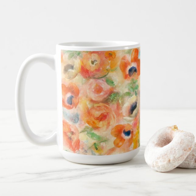 Taza De Café Flores de primavera naranja (Con donut)
