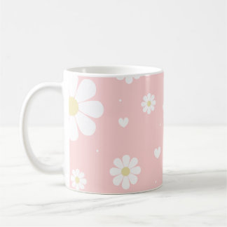 Taza De Café Flores de primavera rosadas de margarita suave flo