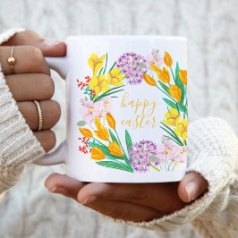 Taza De Café Flores de primavera zigzag amarillo pascua de tuli