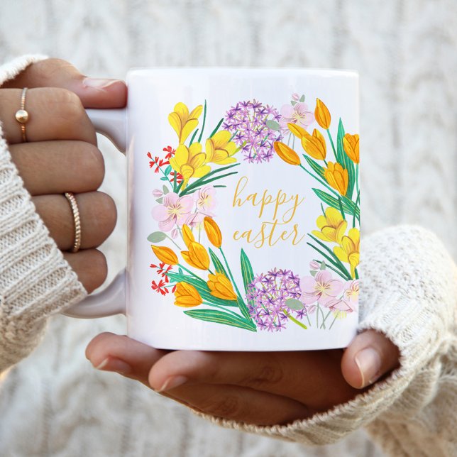 Taza De Café Flores de primavera zigzag amarillo pascua de tuli (Subido por el creador)