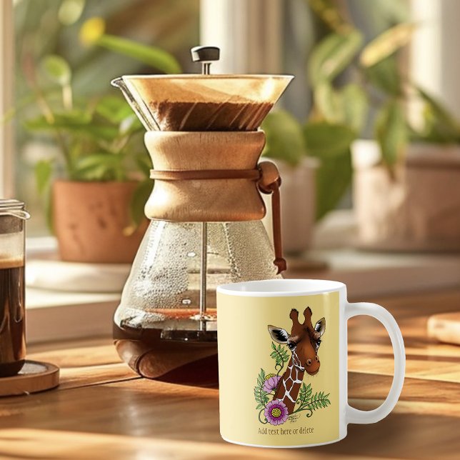 Taza De Café Flores de retrato amarillo de jirafa (Subido por el creador)