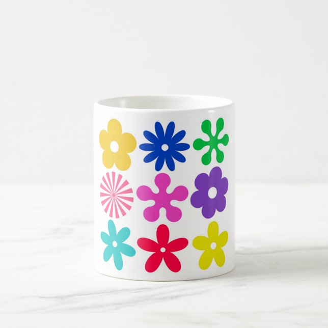 TAZA DE CAFÉ FLORES DE RETRO DE GROOVY (Centro)