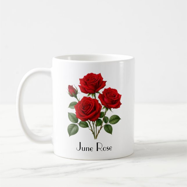 Taza De Café Flores de Rosa de Junio (Izquierda)
