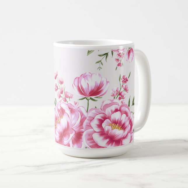 Taza De Café Flores de Rosa Diseño Moderno (Anverso derecho)
