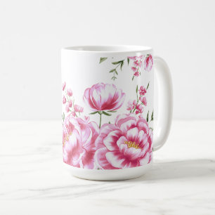 Taza De Café Flores de Rosa Diseño Moderno
