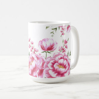 Taza De Café Flores de Rosa Diseño Moderno