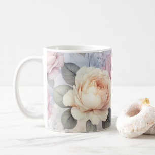 Taza De Café Flores de Rosa Elegantes
