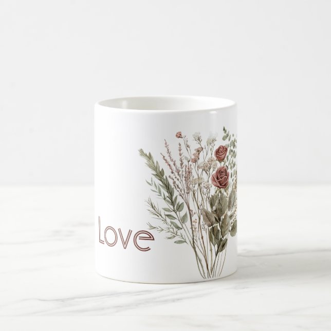 Taza De Café Flores de Rosa Roja (Centro)