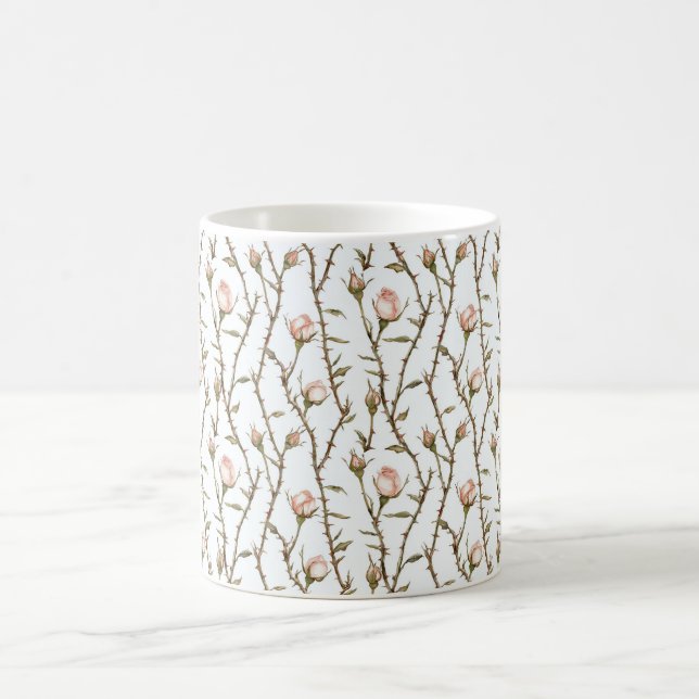 Taza De Café Flores de rosa rosa románticas (Centro)