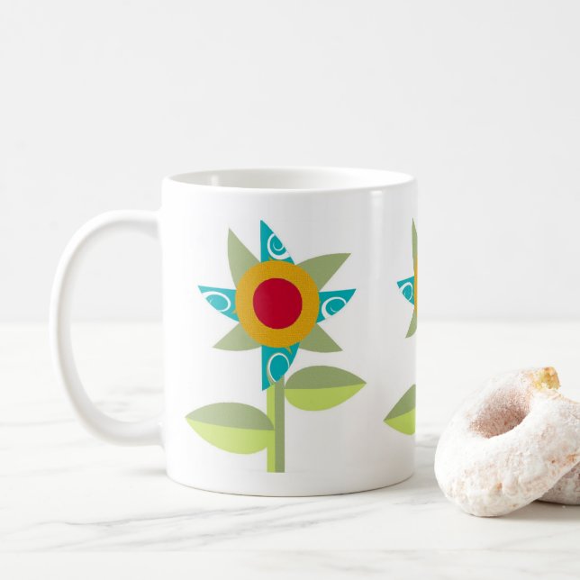Taza De Café Flores de rosca Café Mug (Con donut)