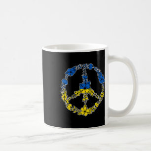 Taza De Café Flores de signo de paz de Ucrania en azul y amaril
