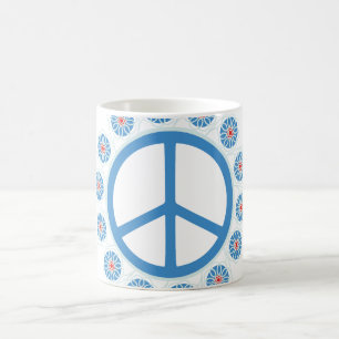 Taza De Café Flores de signos de paz