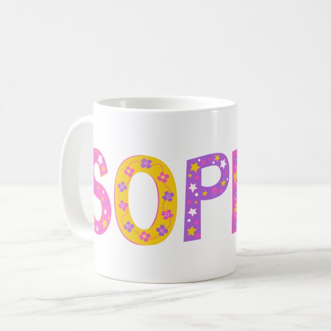Taza De Café Flores de Sophie decorativas estrella gráfico rosa (Anverso izquierdo)