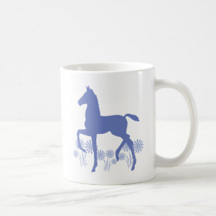 Taza De Café Flores de ternera enaltecidas en azul