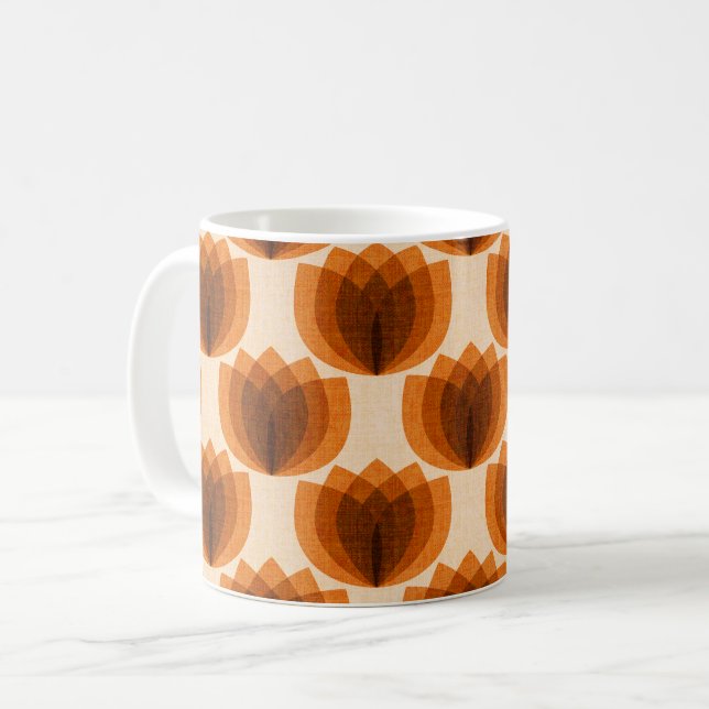 Taza De Café Flores de tulipán naranja retro (Anverso izquierdo)