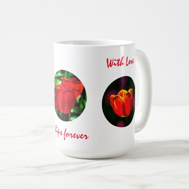 Taza De Café Flores de tulipán rojas (Anverso derecho)