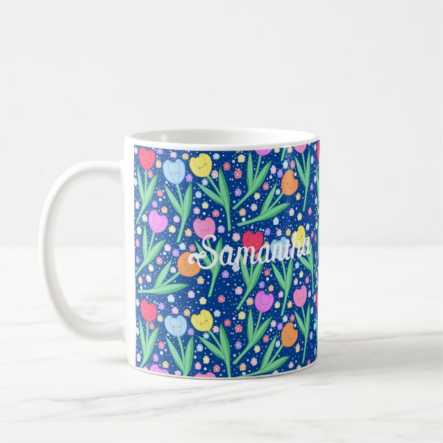 Taza De Café Flores de tulipanes coloridas (Izquierda)
