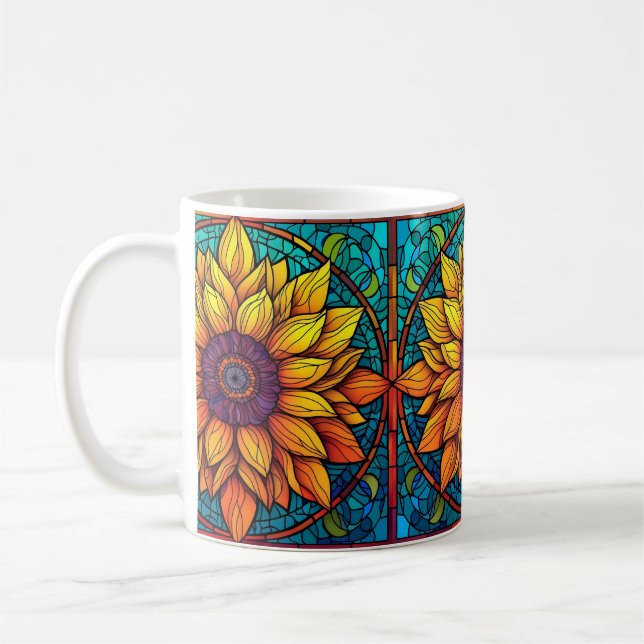 Taza De Café Flores de vidrio templado girasol (Izquierda)