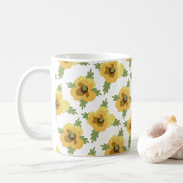 Taza De Café Flores decorativas (Con donut)