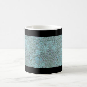 Taza De Café Flores Decorativas de Azul Pastel
