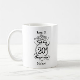Taza De Café Flores del 20° Aniversario Boda