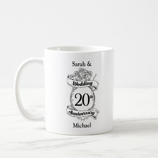 Taza De Café Flores del 20° Aniversario Boda (Izquierda)