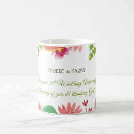 Taza De Café Flores del 35º Aniversario de Boda Religiosas