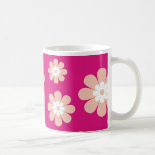 Taza De Café Flores del melocotón de la MOD en rosa