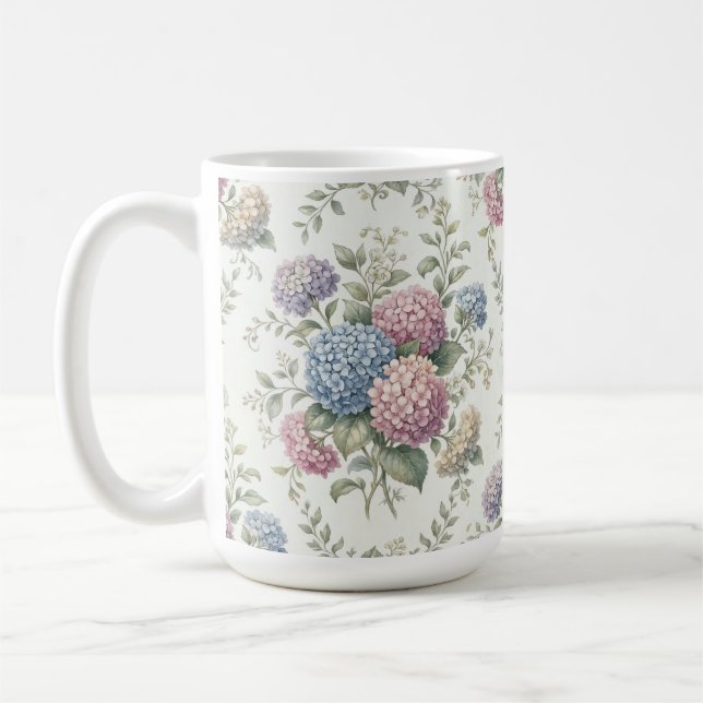 Taza De Café Flores delicadas de hortensias (Izquierda)