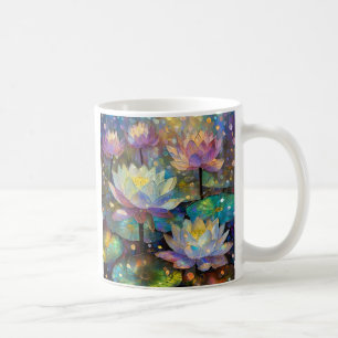 Taza De Café Flores delicadas de loto floreciendo en la nieve