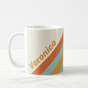 Taza De Café Flores desérticas vintage con rayas y nombre