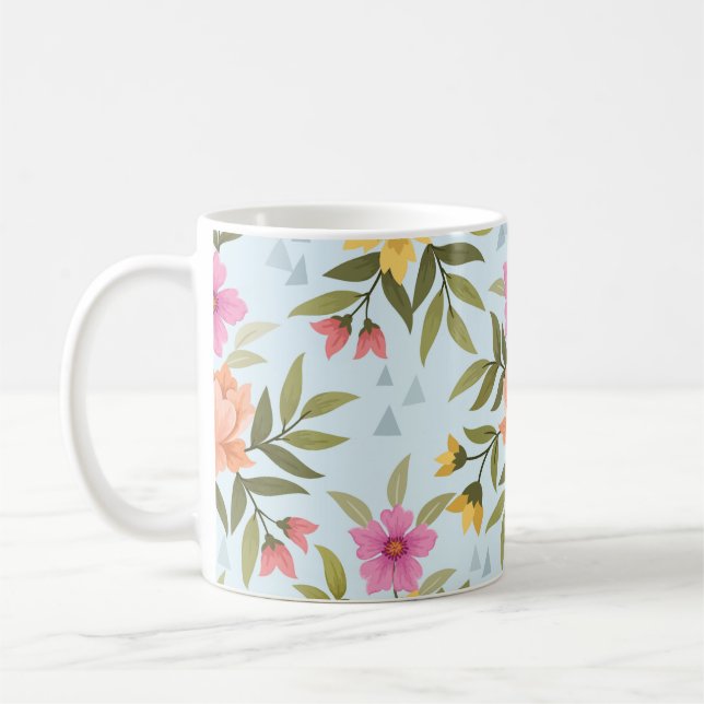 Taza De Café Flores Dibujadas a Mano Coloridas (Izquierda)