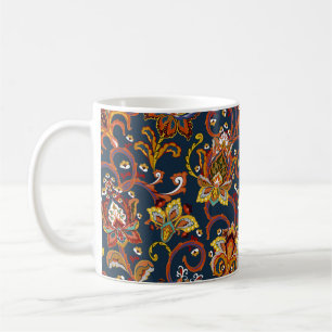 Taza De Café Flores dibujadas a mano: patrón de marina colorido