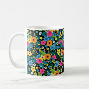 Taza De Café Flores Ditsy Vibrantes Diseño de Patrón Floral-437