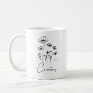 Taza De Café Flores dulces con nombre personalizado