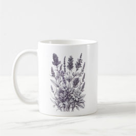 Taza De Café Flores en blanco y negro