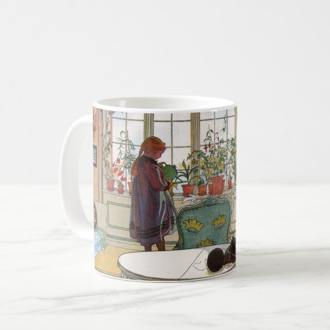 Taza De Café Flores en el Windowsill por Carl Larsson (Anverso izquierdo)