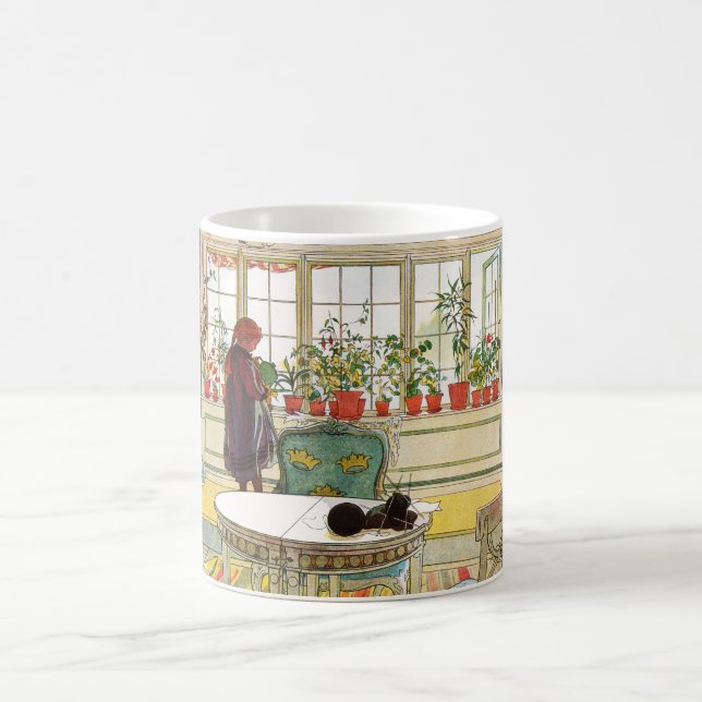 Taza De Café Flores en el Windowsill por Carl Larsson (Centro)