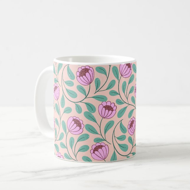 Taza De Café Flores en negrita rosa (Anverso izquierdo)