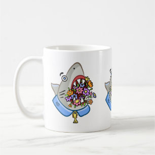 Taza De Café Flores En Tiburones