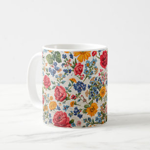 Taza De Café Flores en todas partes, diseño colorido,