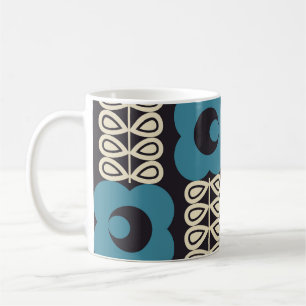 Taza De Café Flores Estilizadas: Geométricas Vintage Modernas.