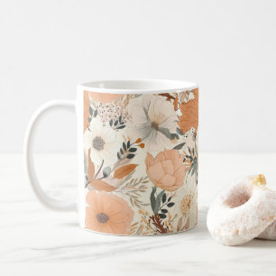 Taza De Café Flores estilo Boho patrón colores claros